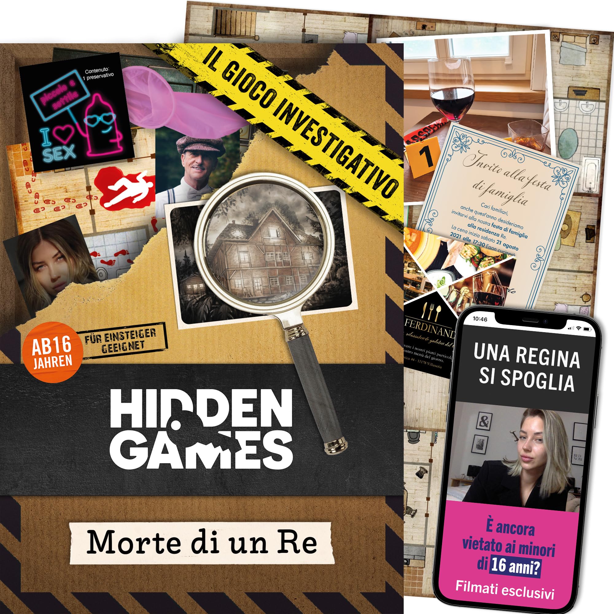 Hidden Games Luogo del Reato - Morte DI UN RE - Italiana - Gioco realistico Della Scena del crimine, gioco emozionante del Detective, gioco Della Stanza di fuga
