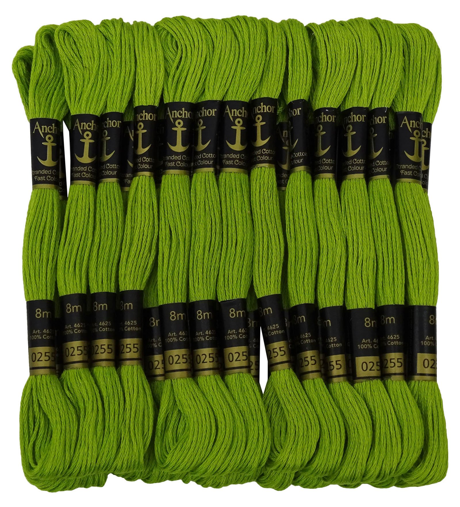 ANCHOR Hand Cross Stitch Stranded Cotton Embroidery Thread Floss Pack of 25 Skeins-Parrot Green