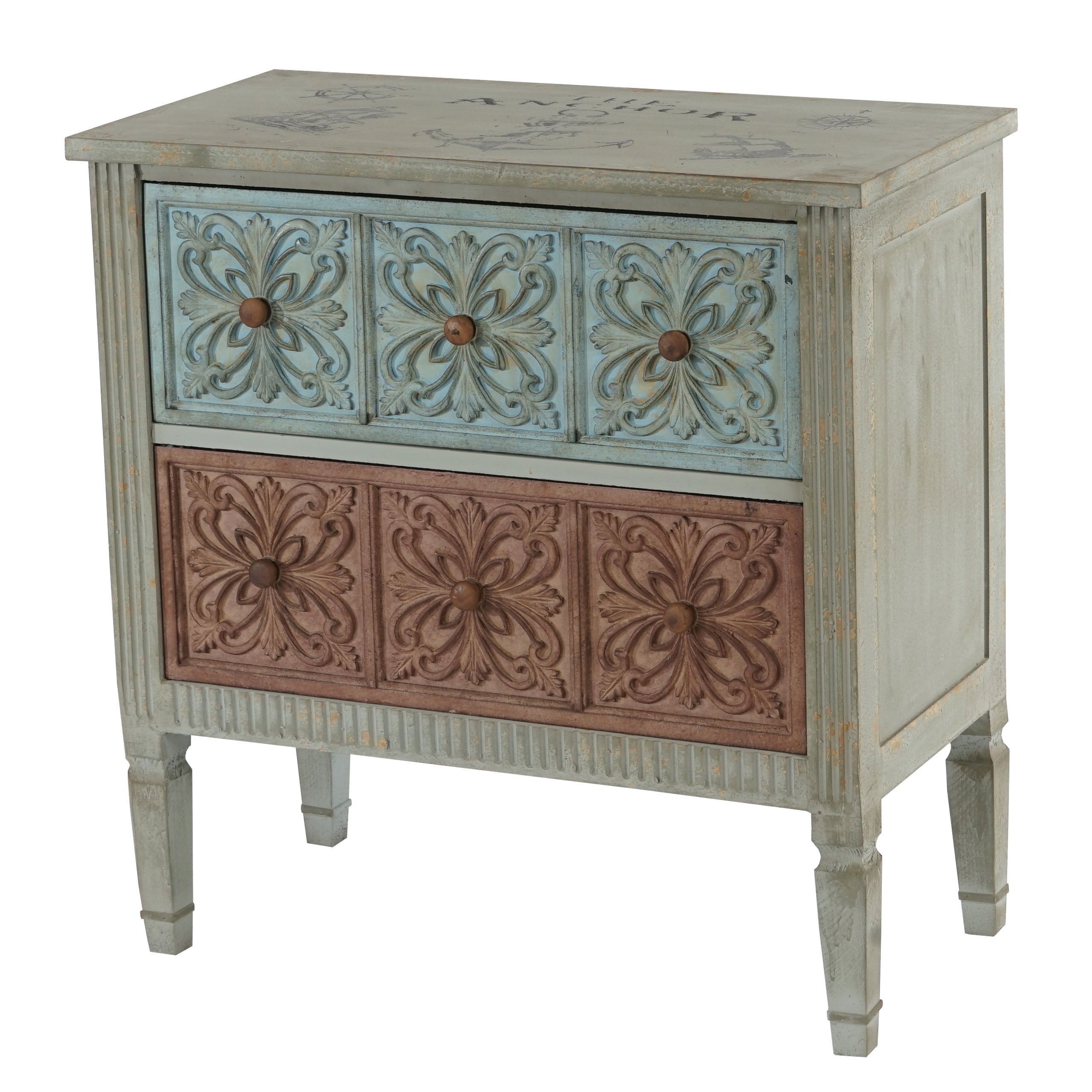 Mendler Aveiro Kommode – Sideboard im Shabby-Look, 80x79x40 cm