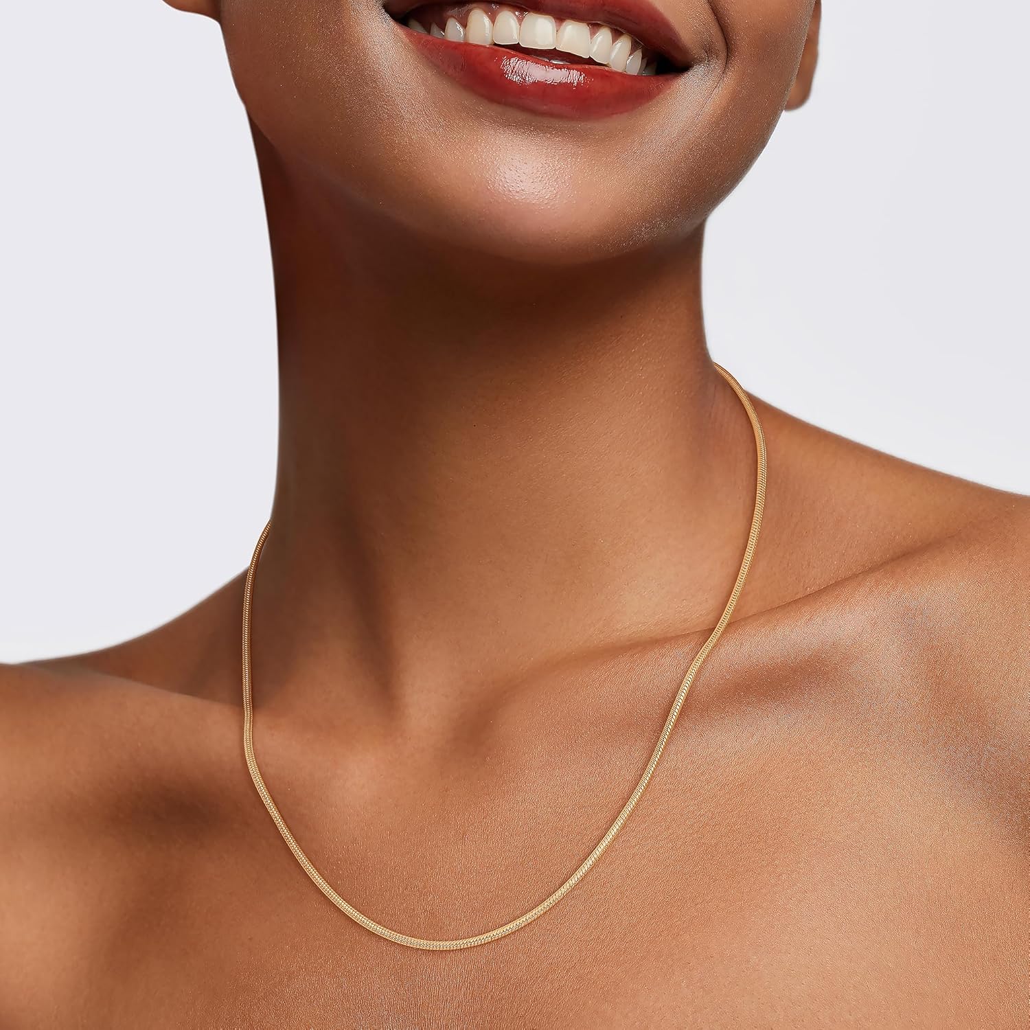 Jewlpire 1.5mm 2mm 2.5mm Snake Chain 18k Gold Plated 925 Sterling Silver Chain Necklace for Women, Smooth Sturdy Hypoallergenic, 16 18 20 22 24 Inch - Image 5