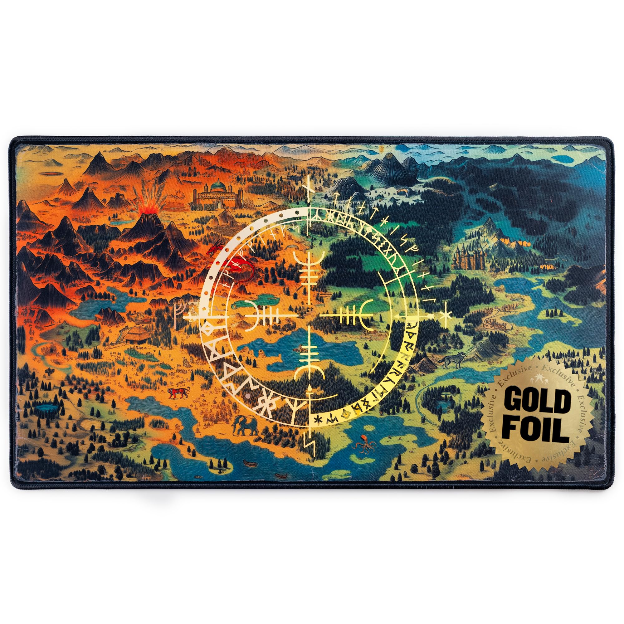 Alfies! Vegvisir Playmat - Design de carte rétro fantaisie | Symbole de boussole enroulé à la main | Forme standard | Compatible avec Magic