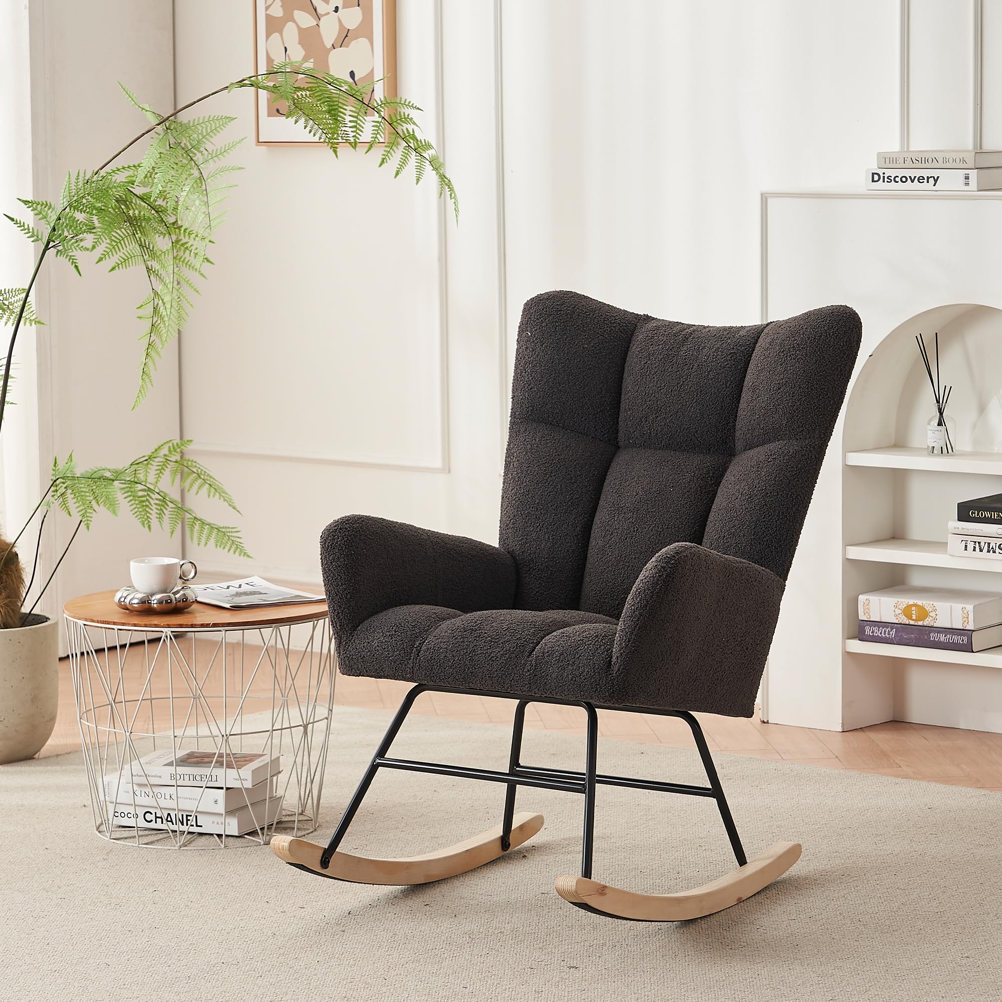 Fauteuil à bascule moderne haut de gamme assise design à dossier haut et accoudoirs