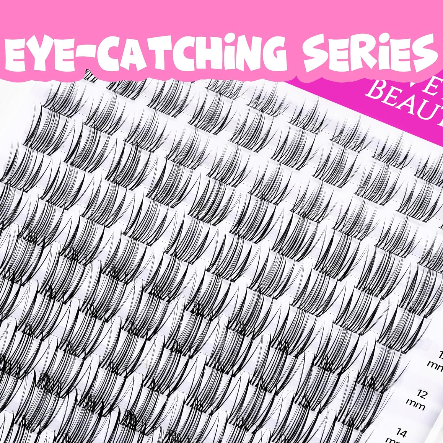 VEYESBEAUTY Sweetie Lash Clusters Kit Individual Lash Extensions Eye-Catching Series DIY Dramatic Eyelash Wispy Faux Mink Lash Mixed Length Tray with Bond & Seal, Applicator at Home