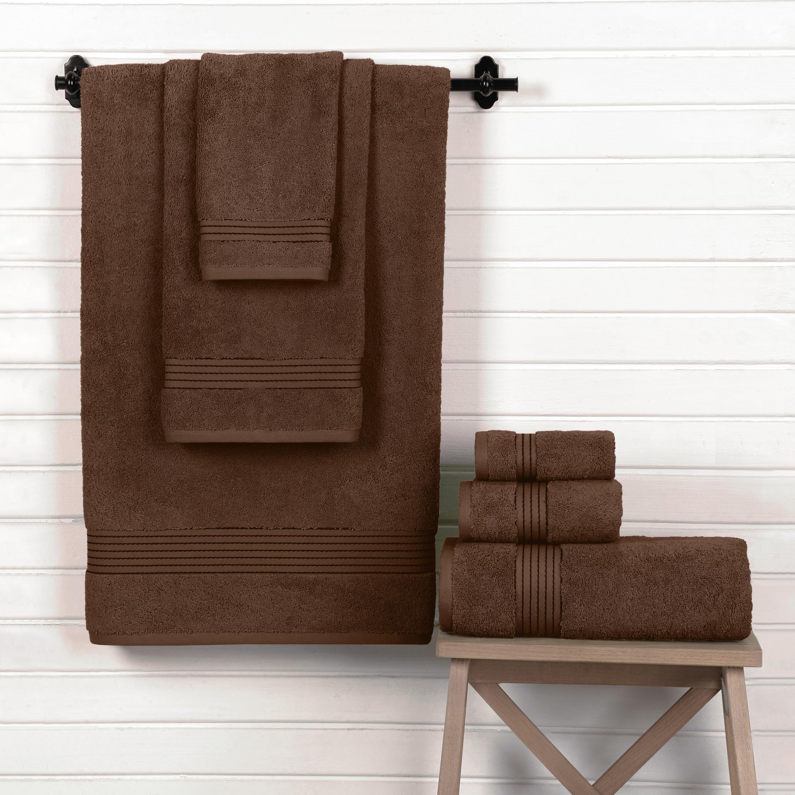 Elegant Comfort Set di 6 asciugamani in cotone di alta qualità, include 2 salviette, 2 asciugamani per le mani e 2 teli da bagno, 100% cotone turco, asciugamani altamente assorbenti e super morbidi