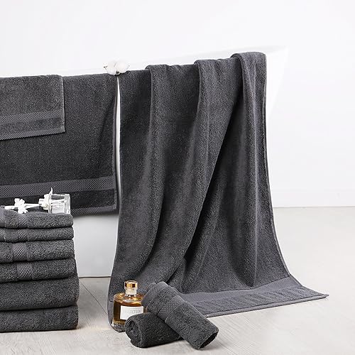 Miniatura 2 de Amarelle Juego de toallas de 10 piezas, 2 toallas de baño, 2 toallas de mano, 6 paños de lavado, toallas de bajo giro 100% algodón para baño,