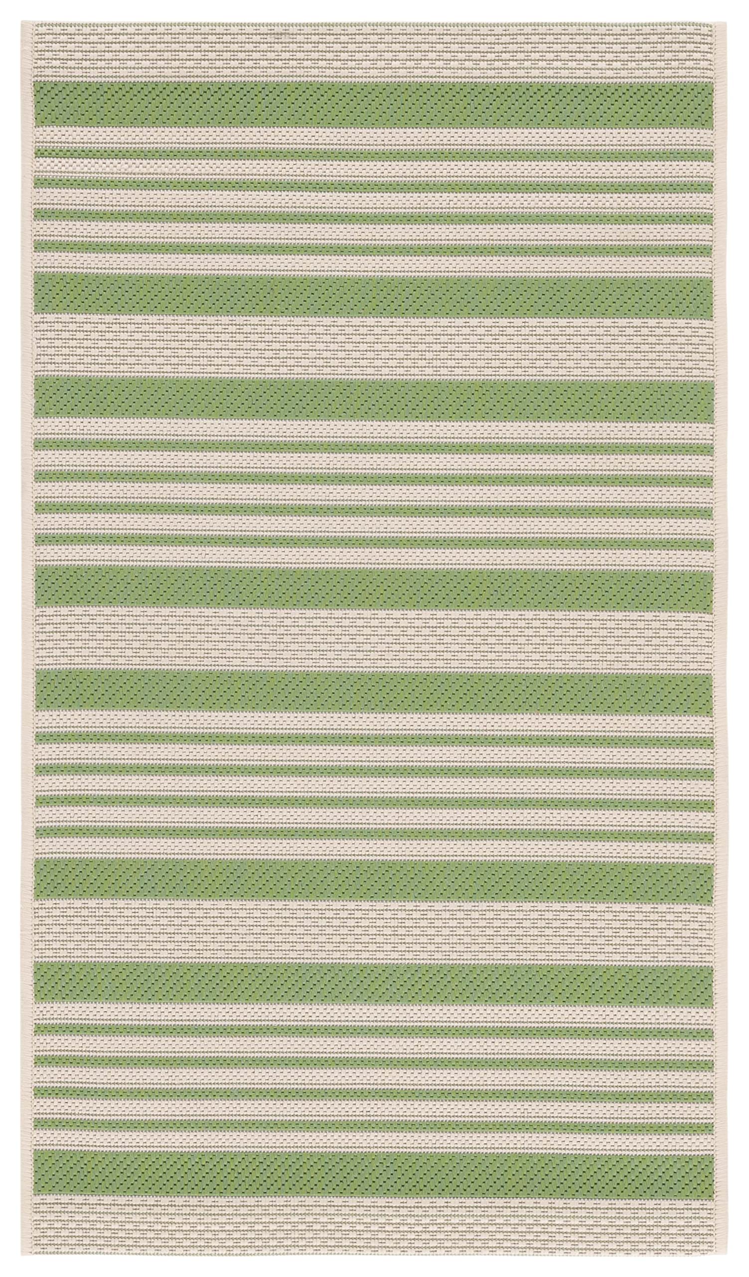 Safavieh Striped Indoor/Outdoor Woven Accent Area Rug, Courtyard Collection, CY6062, in Green / Beige