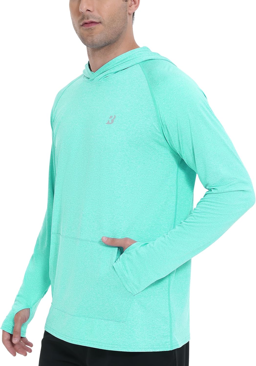 Roadbox UPF 50+ Mens Long Sleeve Fishing Shirts, Sun Protection Athletic Hoodies with Pocket, Outdoor Running Rash Guard - Image 2