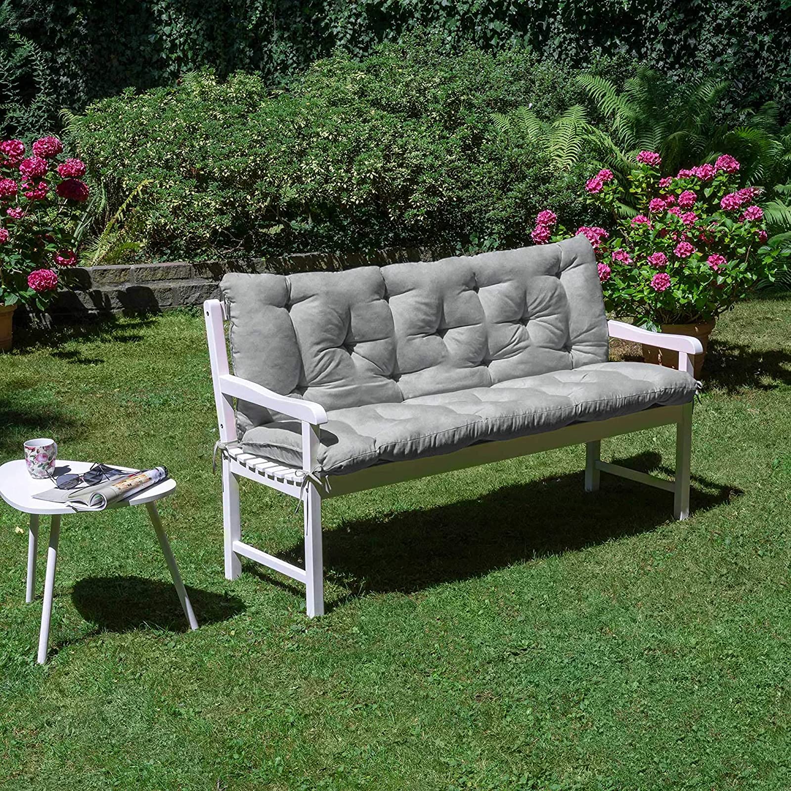 Ultra gruba szara huśtawka ogrodowa, hamak, poduszka na 2-, 3-osobowe, meble ogrodowe, miękka w dotyku i wygodna, 120 x 100 x 8 cm, idealna do relaksu