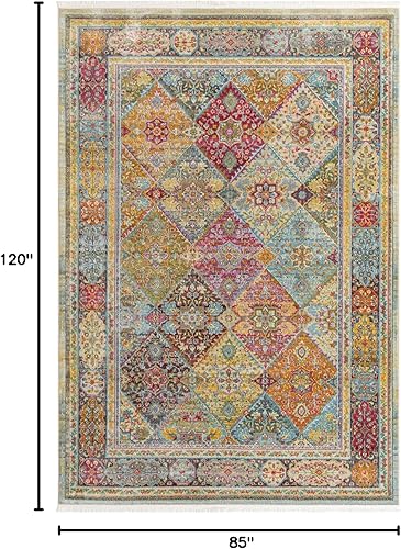 Miniatura 2 de Unique Loom Baracoa Collection Alfombra de área - Marta (7' 1" x 10' Rectángulo, Multi Borgoña)