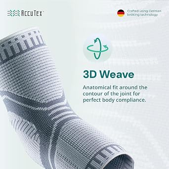 OPPO 2988 ACCUTEX Elbow Compression Sleeve - for Tendonitis, Tennis Elbow, Golfer's Elbow, Arthritis Pain Relief & Workouts - Elbow Brace for Men & Women (Gray, Small, 1-Pack)