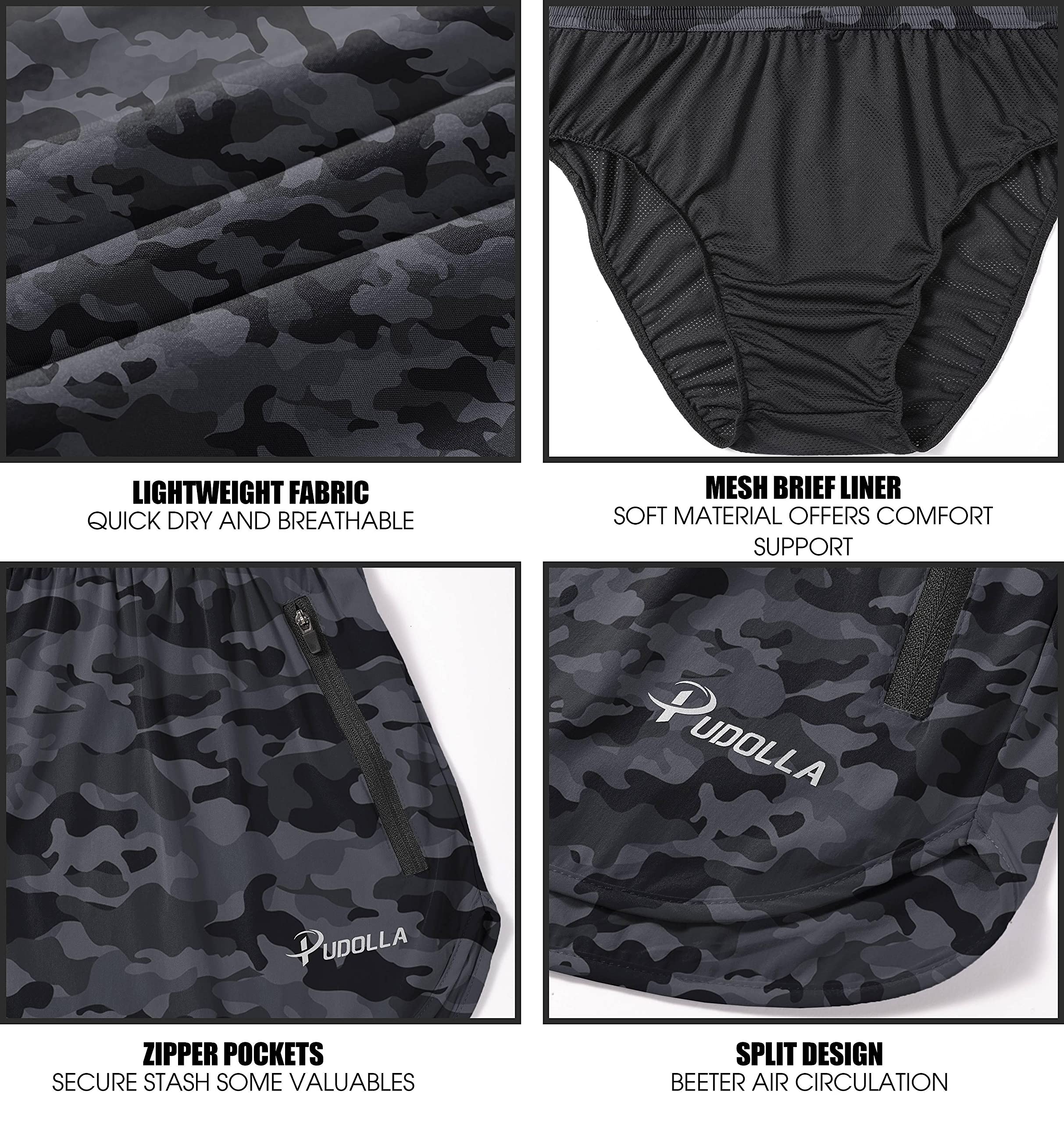 Pudolla Running Shorts Pantalones Cortos para Hombre
