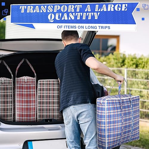 Miniatura 7 de 4 bolsas de lavandería grandes con asas, bolsas grandes para mudanza con cremalleras, 23.6 x 23.6 x 5.9 pulgadas (13 galones), bolsas de viaje a