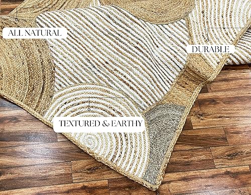 Miniatura 4 de ARTS OF JAIPUR Collection - Alfombra de pasillo de 3 x 10 pies, alfombra de yute festoneada, alfombra de yute natural, alfombra de pasillo de