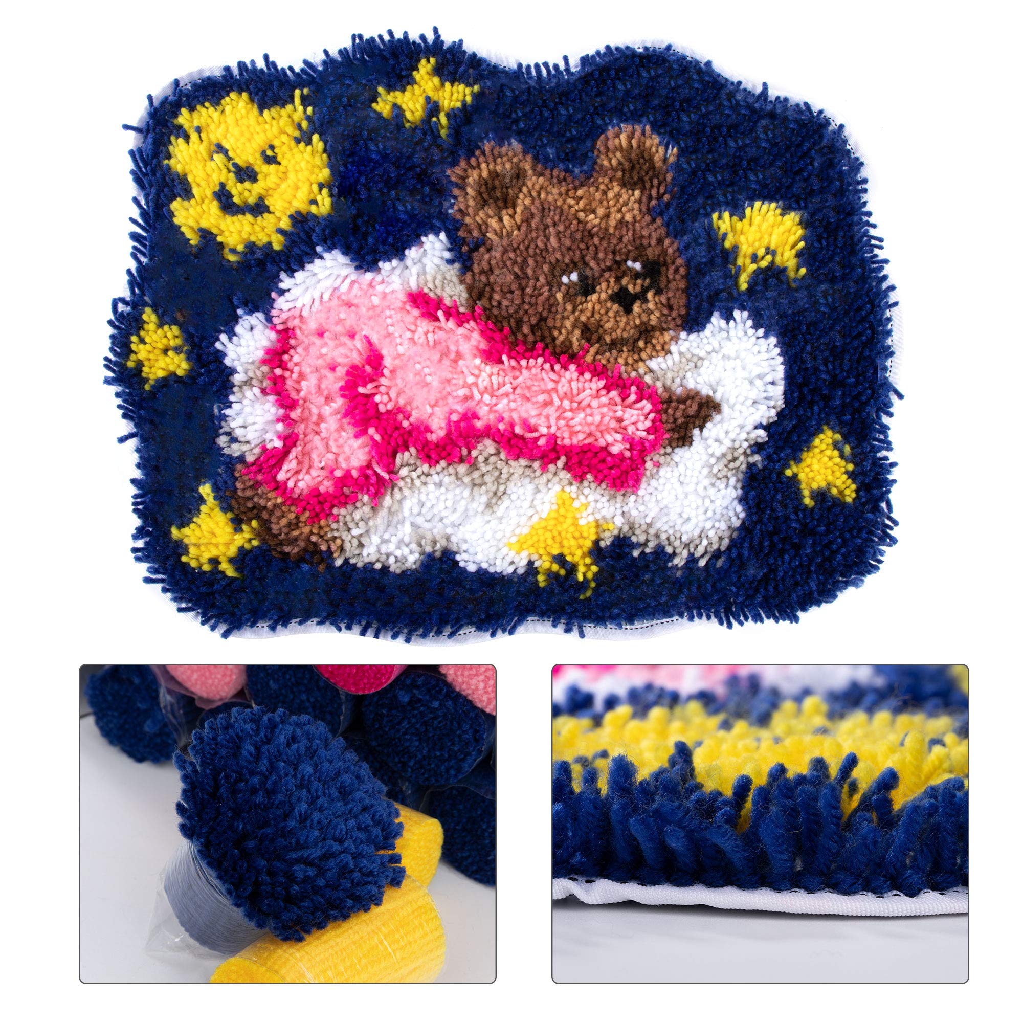 HOLEMZ Kit Gancio di Chiusura Tappeto Modello Animale del Orso Tappeto da Ricamo Fai da Te Fare Decorazioni per la Casa 19.4 inch X 14.9 inch
