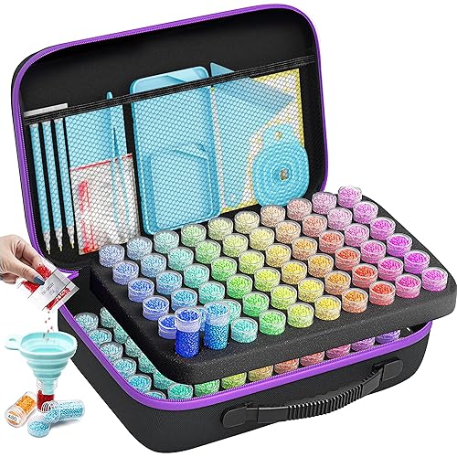 ARTDOT 120 Slots Storage Container for Diamond Art Kits for Adults,Portable Bead Storage Boxes for Diamond Painting Accessories and Tools