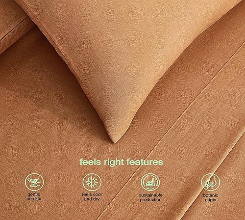 Miniatura 9 de Chezmoi Collection Charisma Tencel - Juego de sábanas de mezcla modal de 4 piezas, tamaño Queen, color terracota, suaves y acogedoras, ligeras,