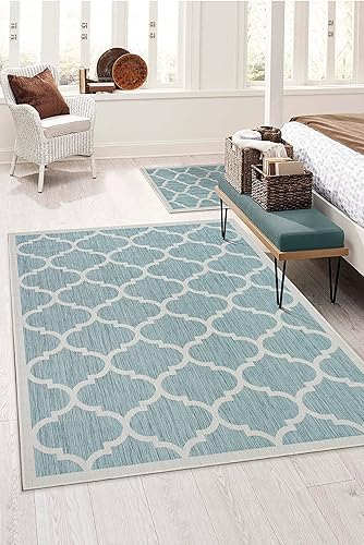 Vista 114 de Adiva Rugs - Alfombra para interior y exterior, tapete fácil de limpiar, resistente a la intemperie y las manchas, para comedor, patio, terraza