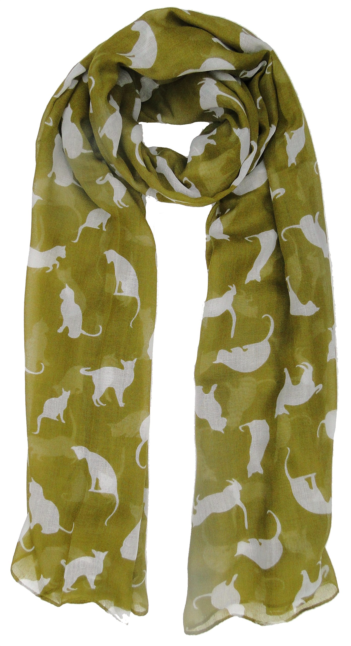 The Olive House Women's Olive Green Black The Olive House® Cat Scarf Olive Green