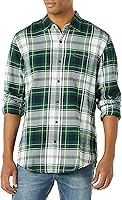 Amazon Essentials Men's Long-Sleeve Flannel Shirt - Soft Brushed 100% Cotton, Regular Fit Button-Down for Everyday Comfort