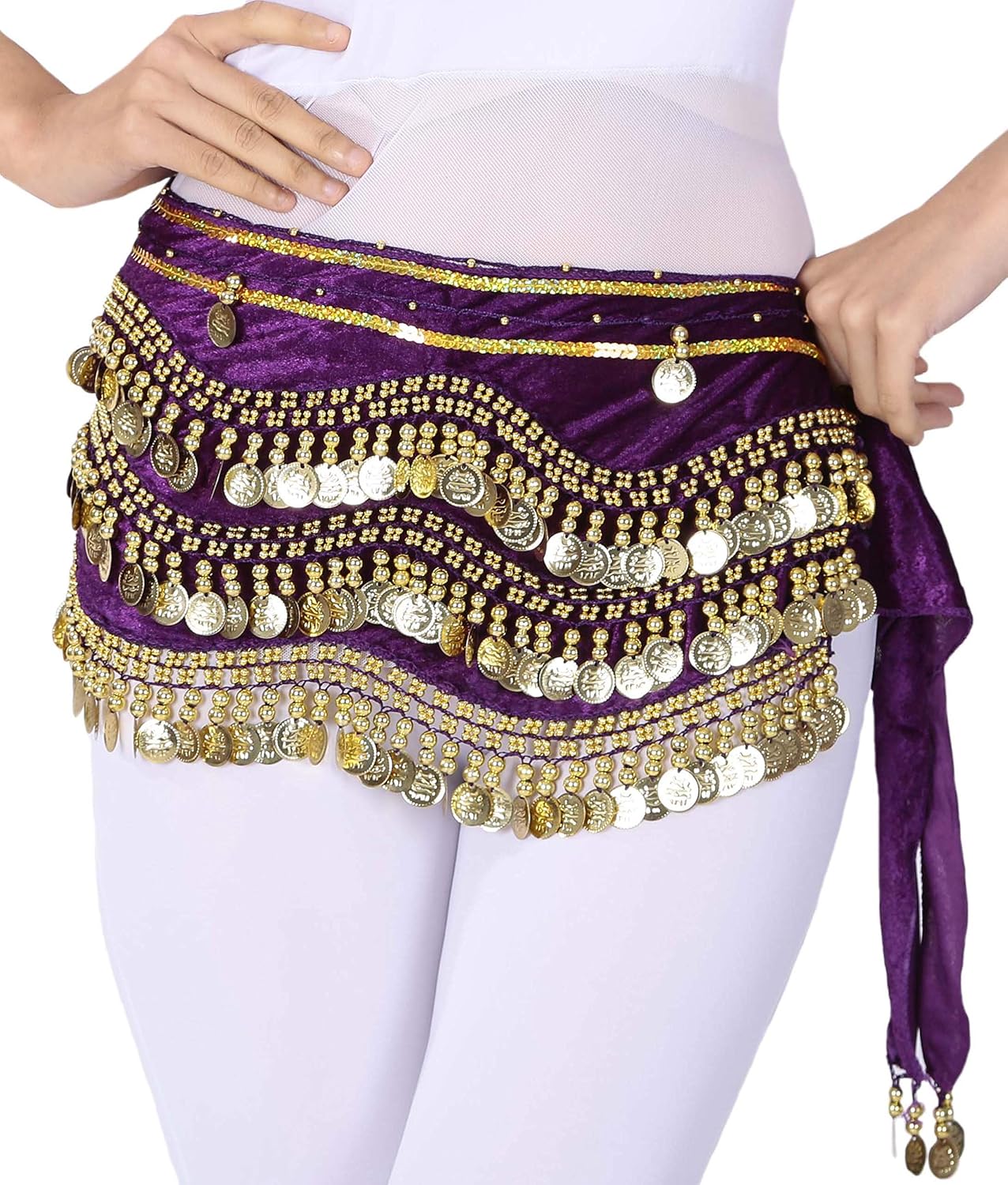 Lauthen.S 248 Coins Belly Dance Hip Scarf Tribal Belt Halloween Gypsy Costume Accessory - Image 2