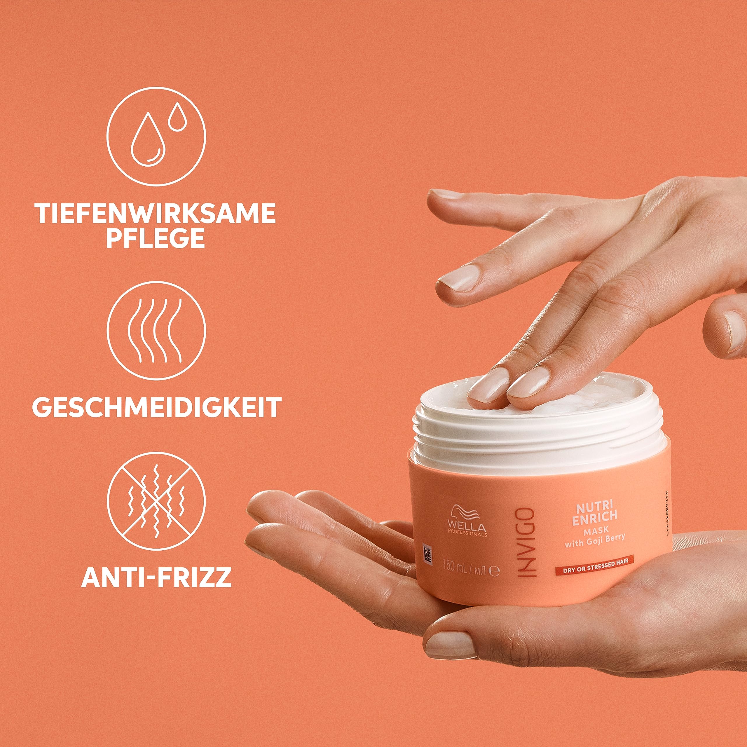Wella Professionals Invigo Nutri Enrich Deep Nourishing Mask – tiefenwirksame Haarmaske mit Vitamin E und Panthenol – intensive Haarpflege für kaputtes Haar – glättende Haarkur gegen Frizz – 500 ml