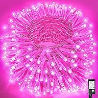 Vista 46 de Guirnalda de luces navideñas con 300 LEDs, 99 pies, para interiores y exteriores, cable transparente, impermeable, 8 modos, conectables, decoración