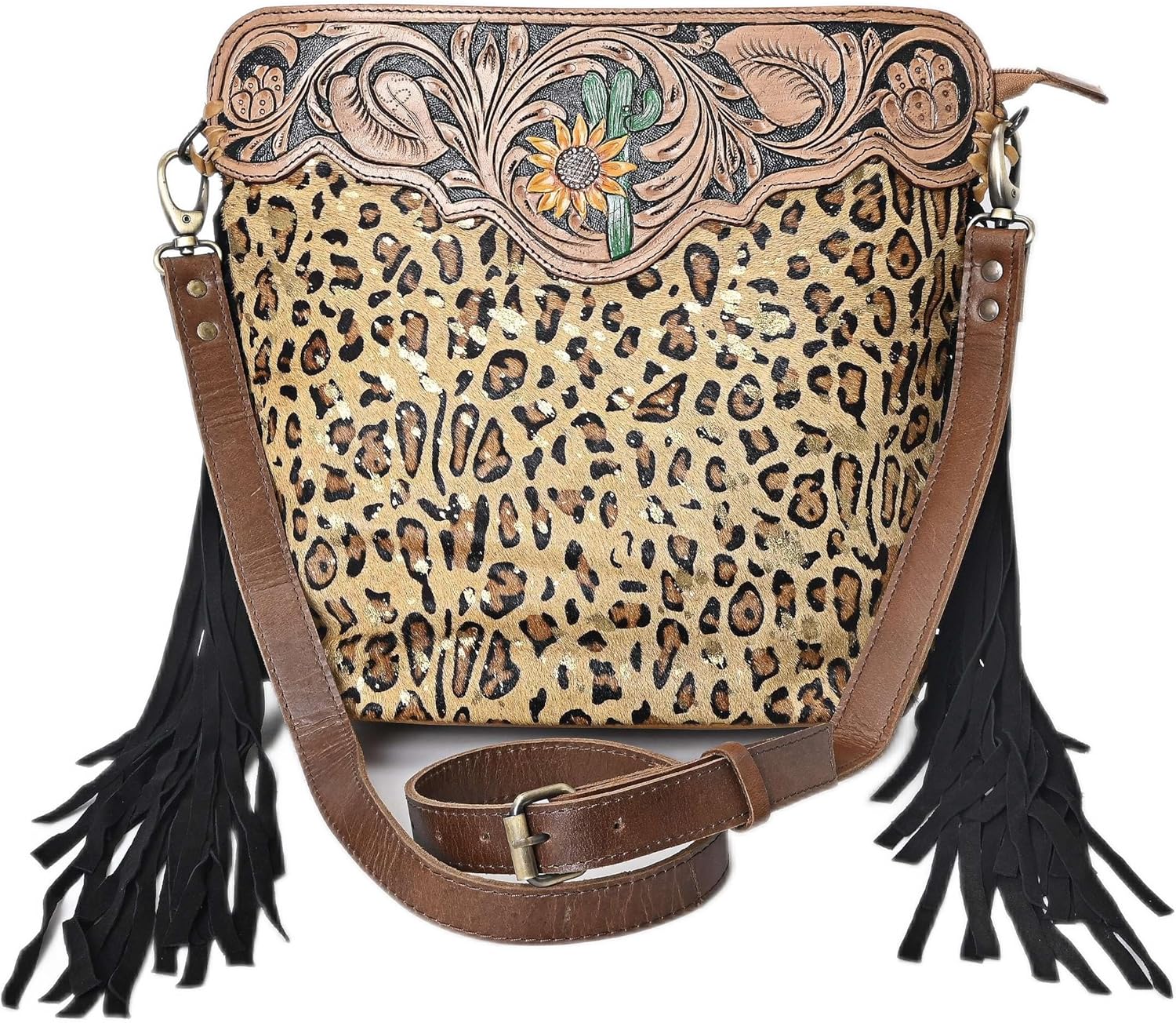 Merbaa Women's Leather Floral Printed Crossbody Bag