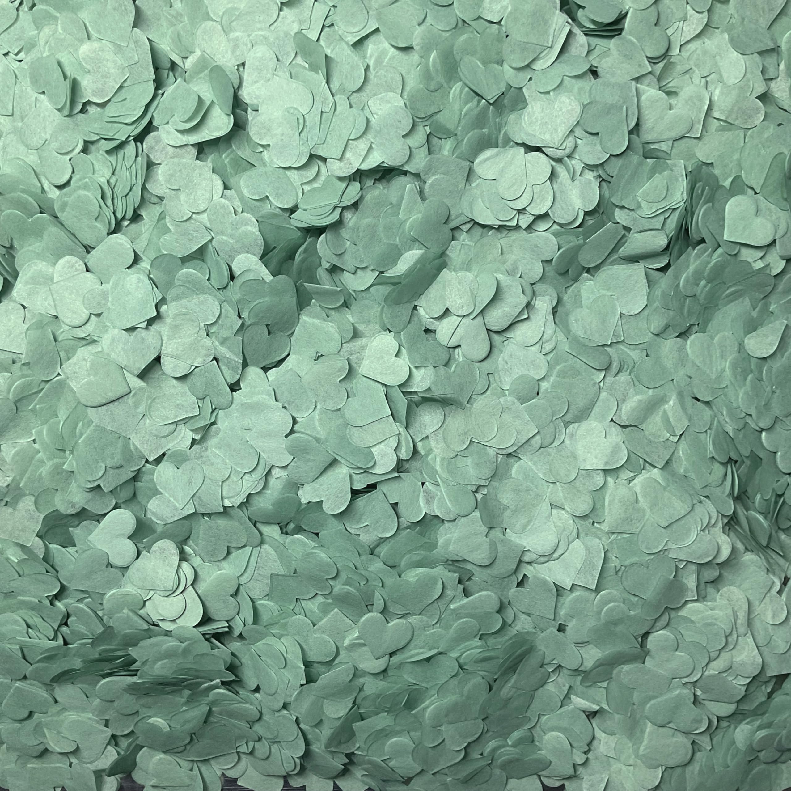 Biodegradable Heart Wedding Confetti | Eco-Friendly Tissue Paper Hearts | Many Colours (Sage Green, XL (350g) 100 Handfuls) โ image 1