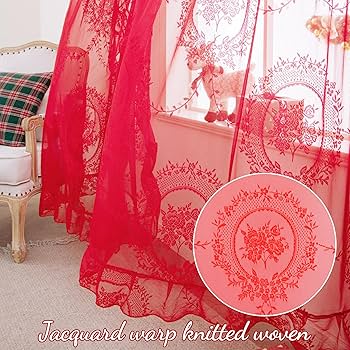 Amazon.com: KYMRose Red Lace Curtains 84 inches Long - 2