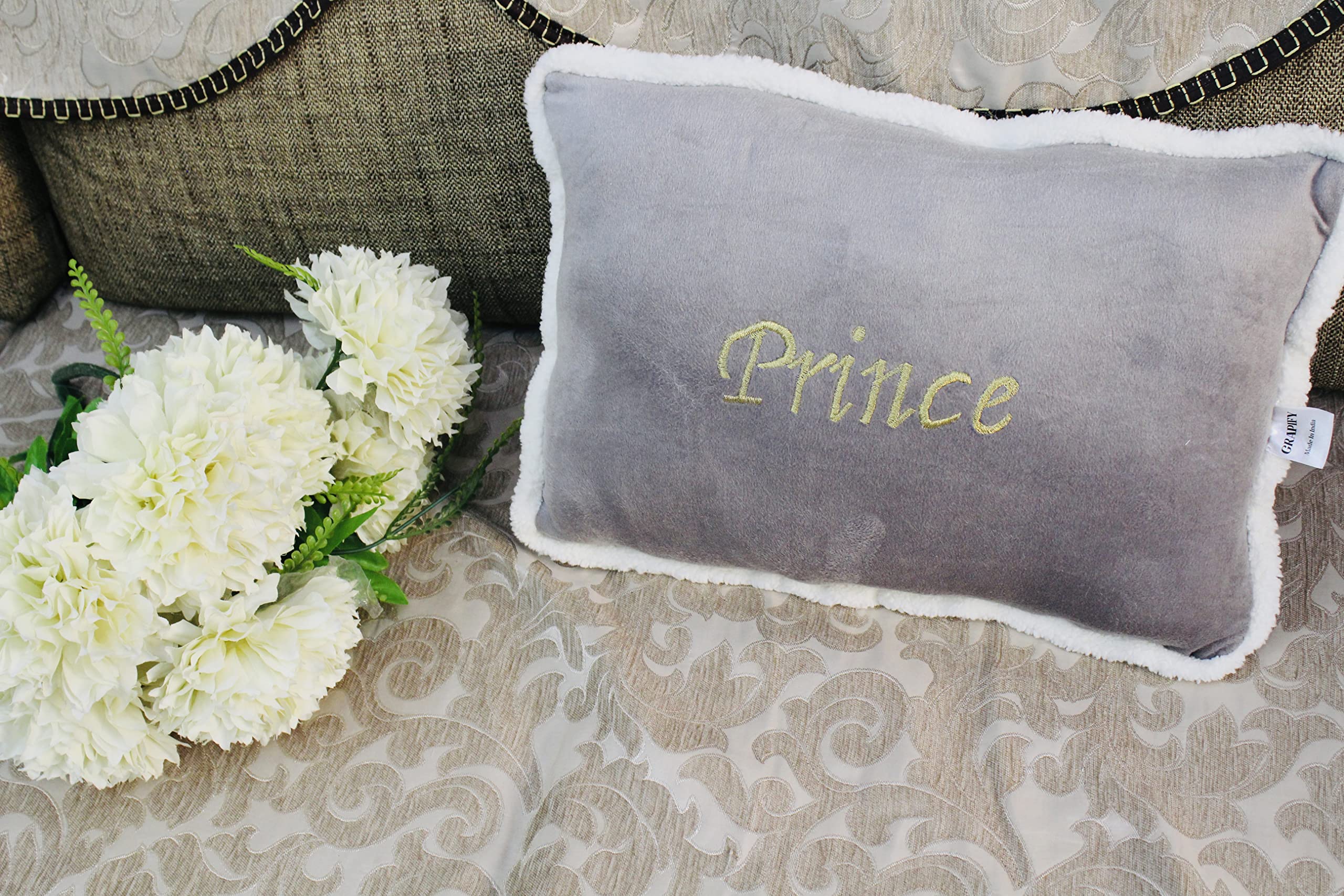 Grapify Super Soft Prince and Princess Printed Velvet Baby/Kids Pillow 2 Piece Super Cute Baby Pillow