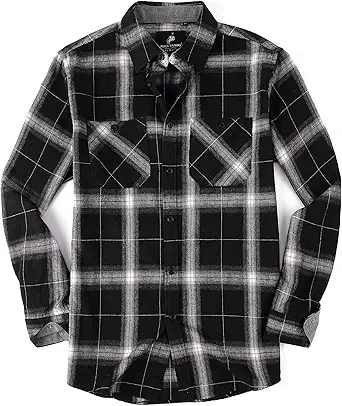 Alex Vando Mens Button Down Shirts Regular Fit Long Sleeve Casual Plaid Flannel Shirt