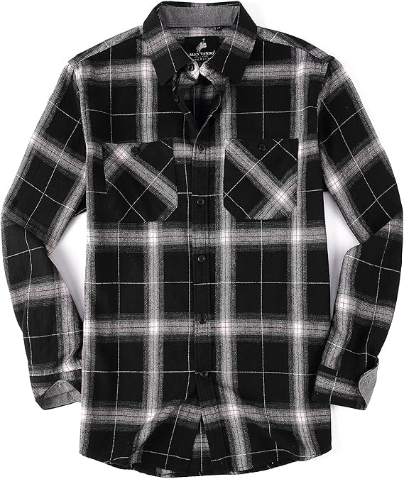 Alex Vando Mens Button Down Shirts Regular Fit Long Sleeve Casual Plaid Flannel Shirt