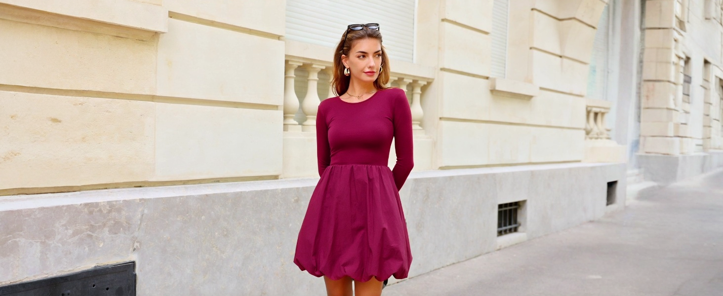 PRETTYGARDEN Fall Dresses for Women 2026 Casual Long Sleeve Bubble Cute Crew Neck A Line Mini Short Dress with Pockets (Apricot,Small) at Amazon Women's Clothing store PRETTYGARDEN Fall Dresses for Women 2026 Casual Long Sleeve Bubble Cute Crew Neck A Line Mini Short Dress with Pockets (Apricot,Small) at Amazon Women's Clothing store