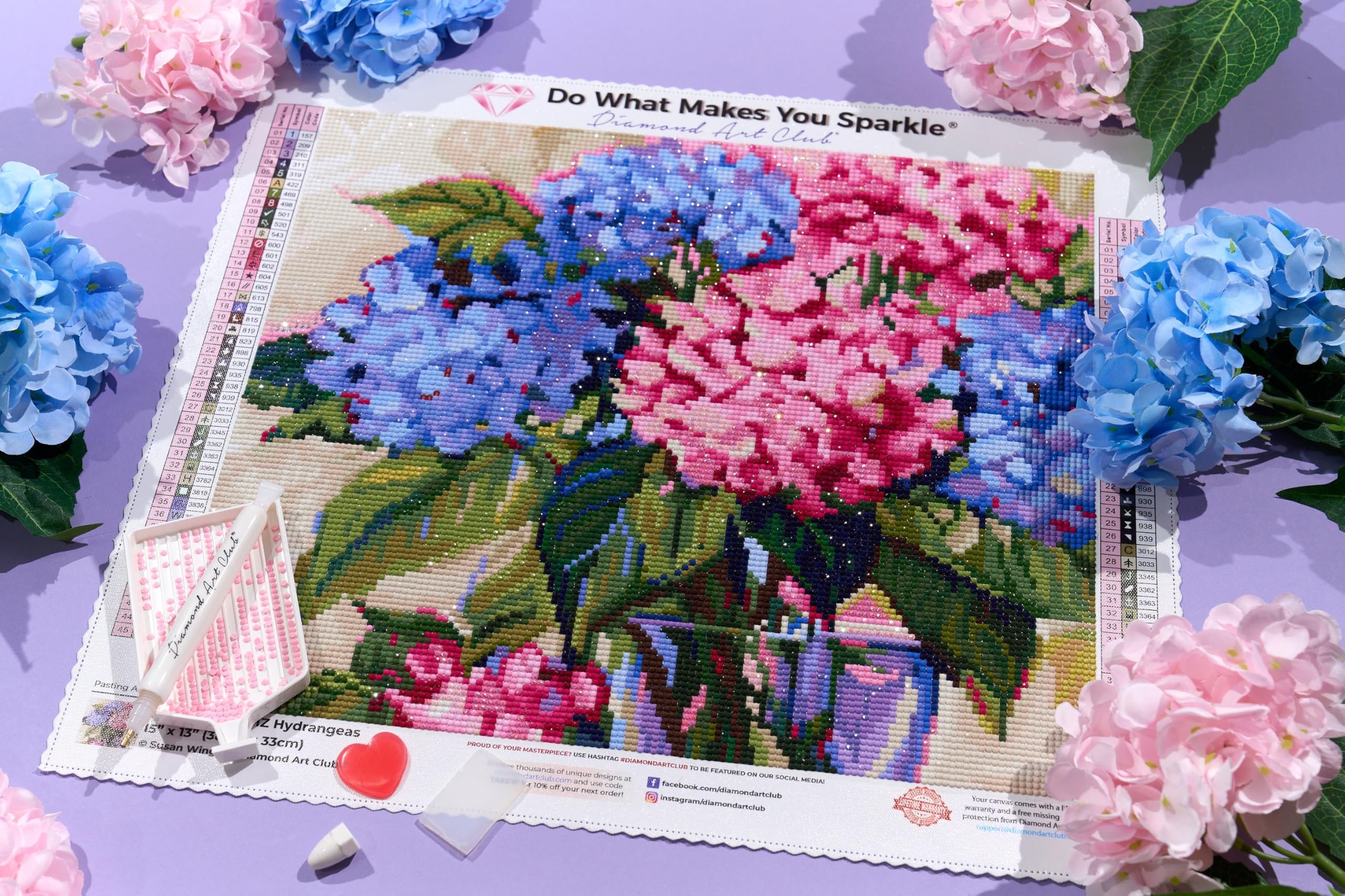 DIAMOND ART CLUB Hydrangeas Diamond Painting Kit, Fun DIY Crafts