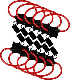 EPAuto 10 Pack 12V ATC/ATO In-Line Fuse Holders 12 AWG Heavy Duty Wire Waterproof Lid Up to 30A