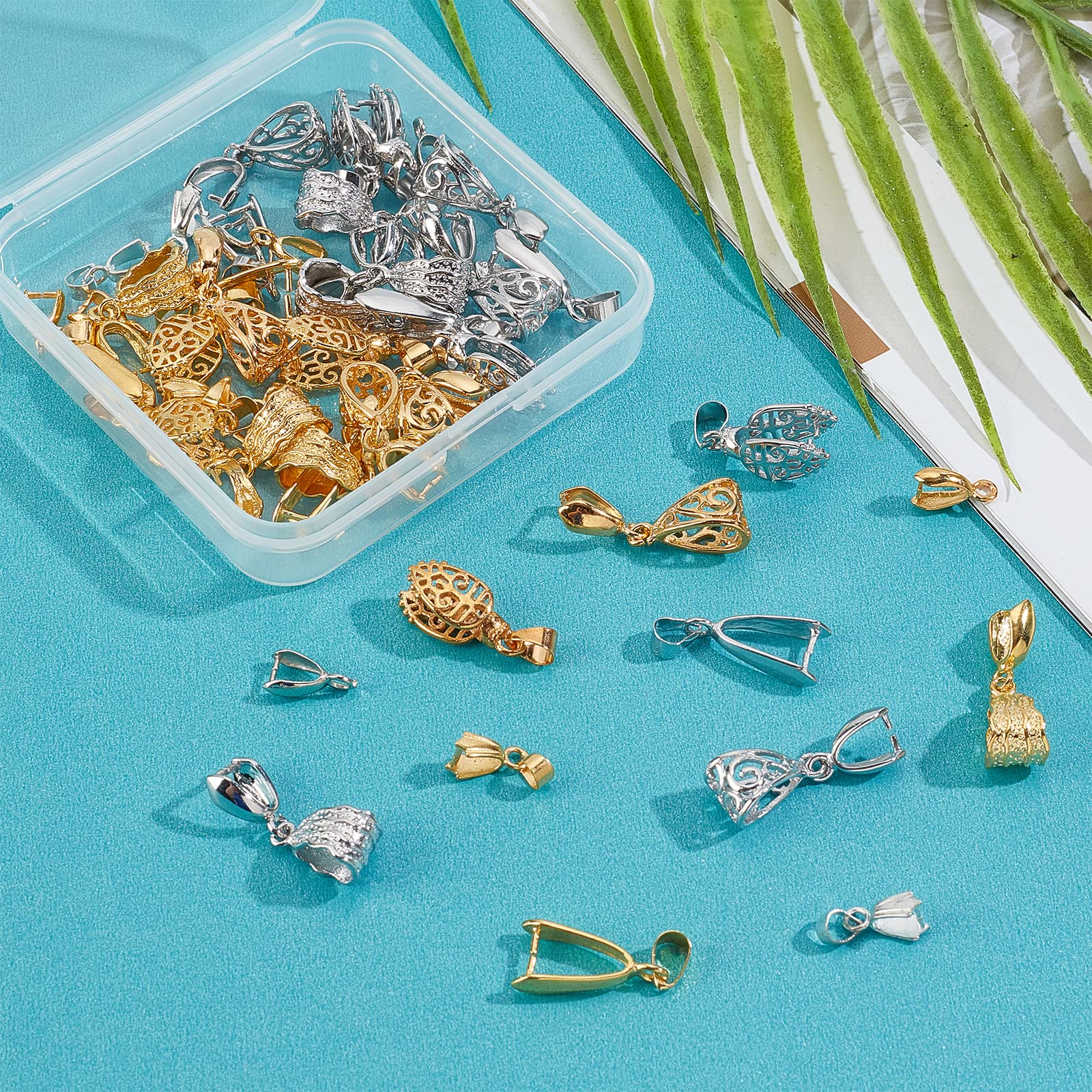 SUPERFINDINGS Pinch Bails Set – 120 Stück, 6 Farben, Für Schmuckherstellung (Loch 4 Mm)
