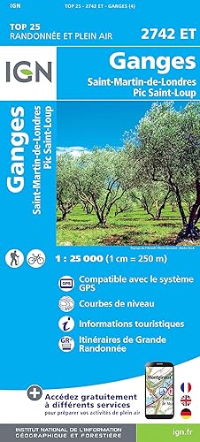 IGN Ganges.Saint-Martin-De-Londres Pic Saint-Loup - Carte topographique