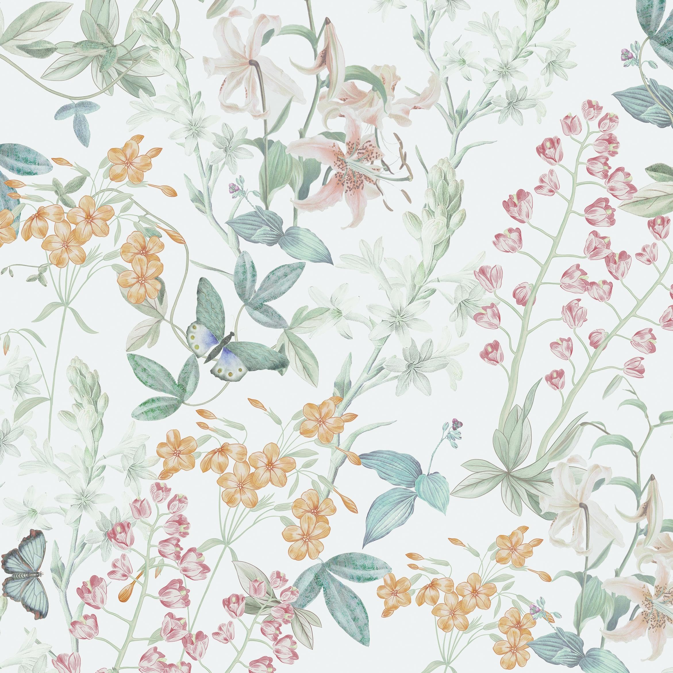 Papier peint floral blanc et bleu Dimoon - Rouleau adhésif 200 x 43,9 cm pour meuble