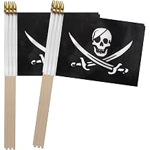 TSMD Pirate Jack Rackham Stick Flag Small Mini Hand Held Flags,5x8 Inch,12 Pack