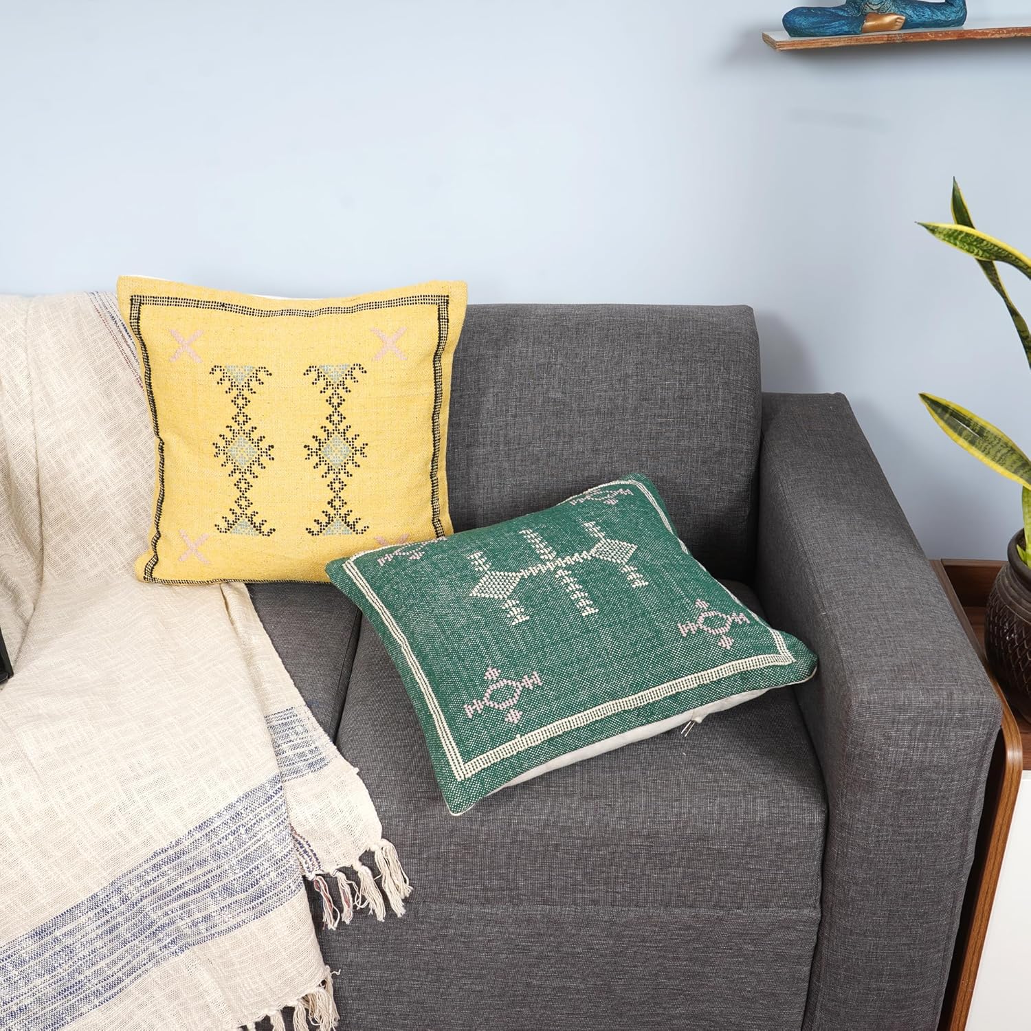 Cotton Pillow Cover Throw Pillow Cover 18x18 inch Set of 2 (Pattern 01)