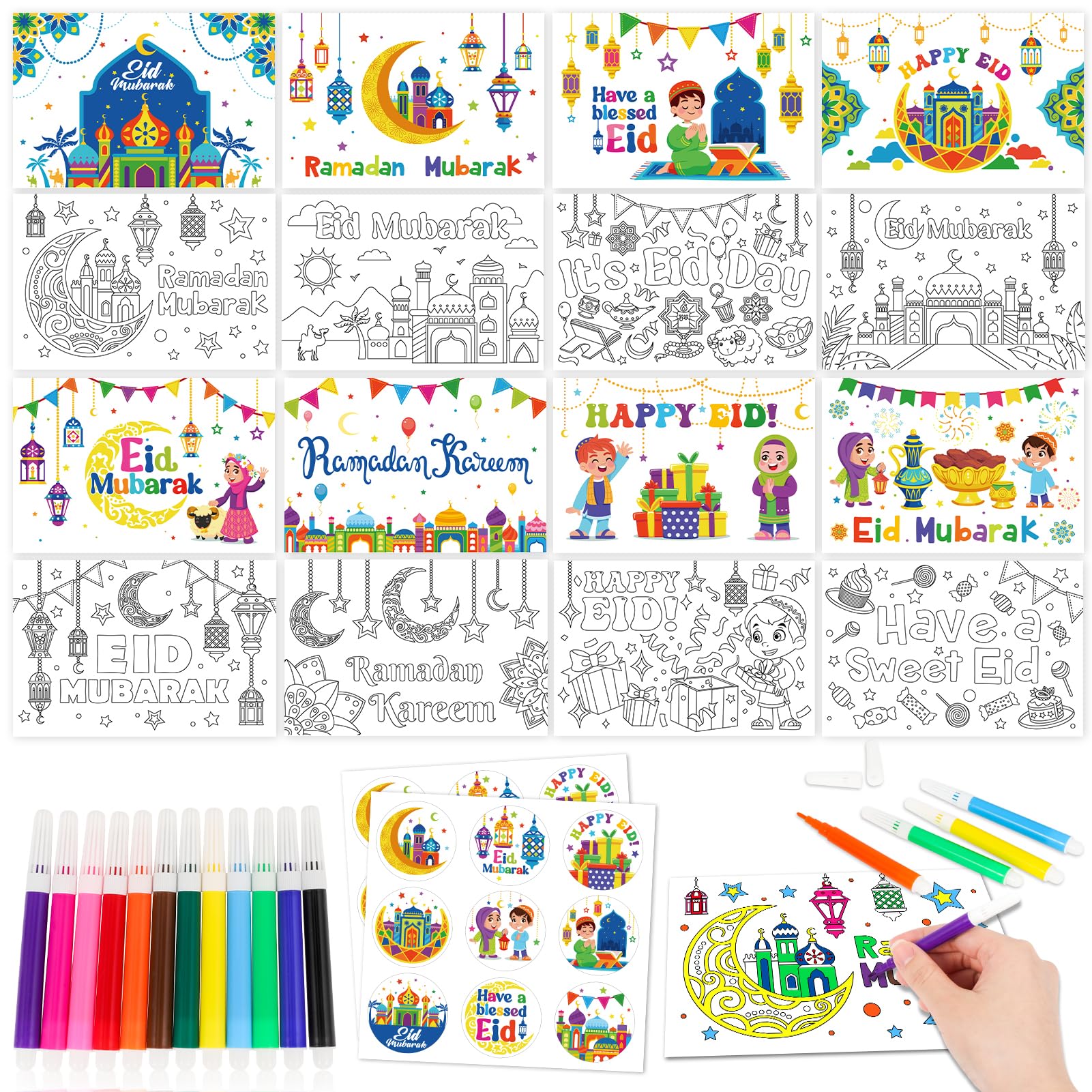 12 Biglietti Di Auguri Eid Mubarak – Cartoline Islamiche Per Ramadan E Feste, Confezione Multipla, Marca NMKL