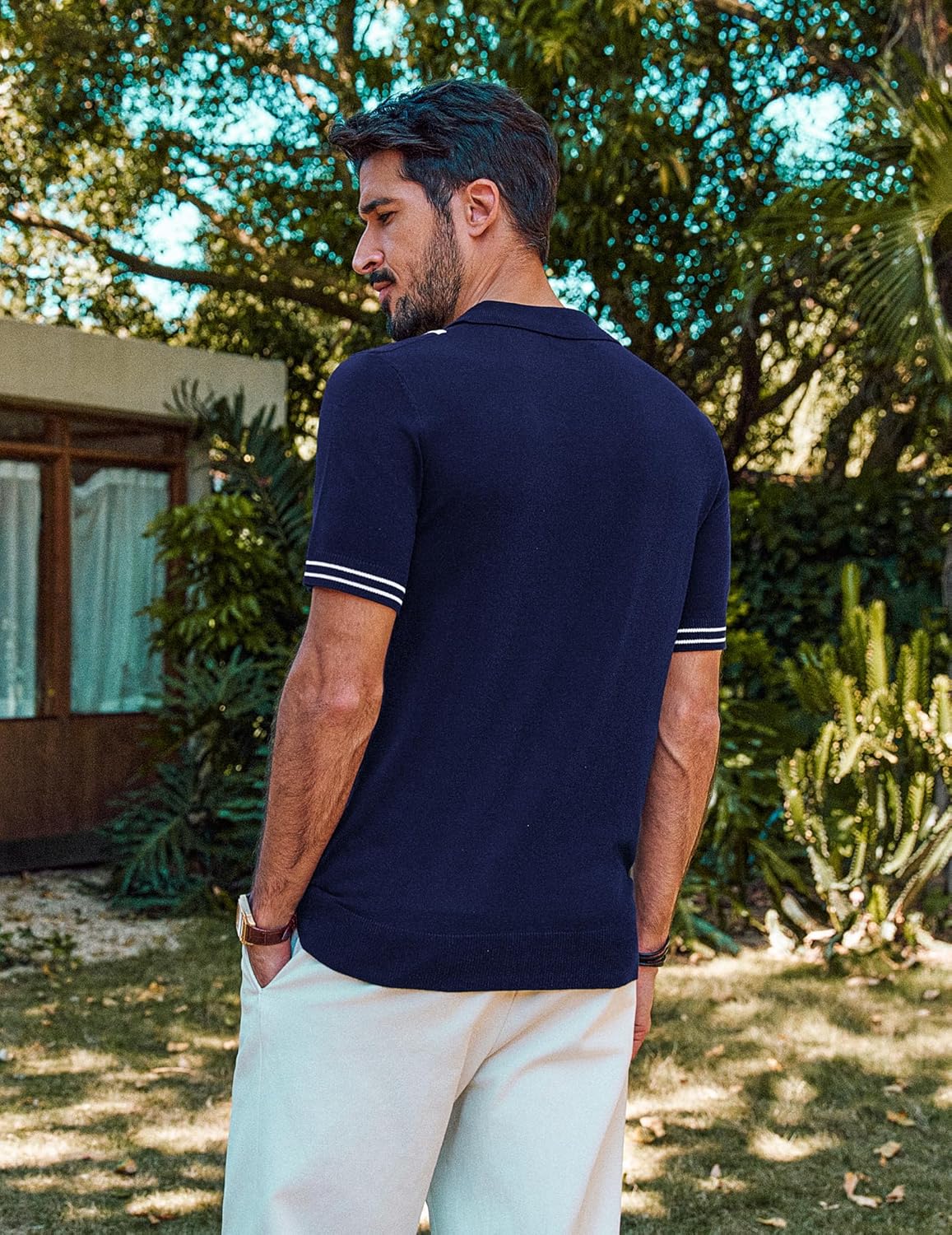 PJ PAUL JONES Mens Knit Polo Shirts Short Sleeve Quarter Zip Golf Shirt Vintage Shirts for Men - Image 3