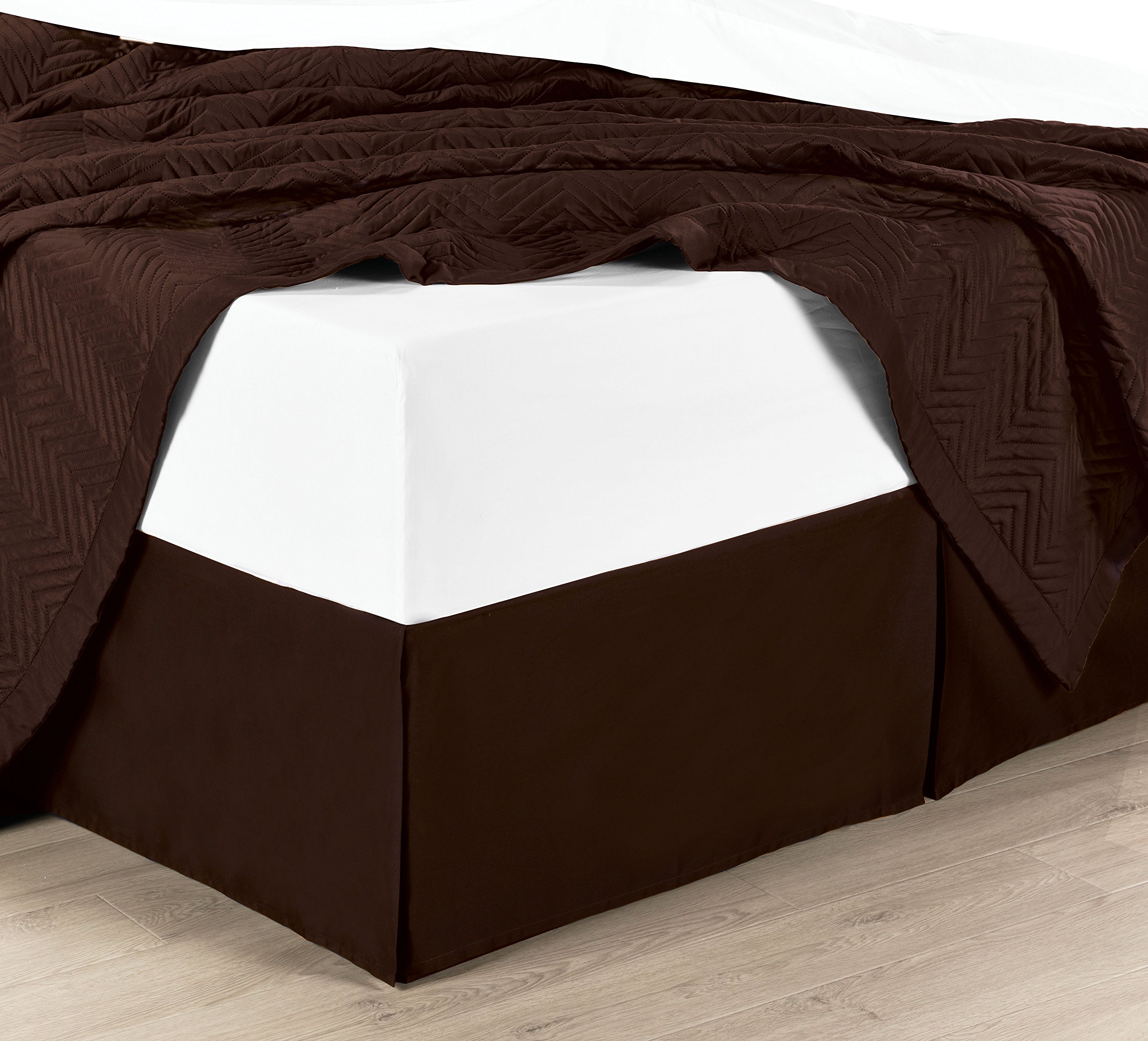 Royal Tradition Solid Microfiber Pleated Bed Skirt – 14-Inch Drop, Tailored Split Corners, Multiple Sizes