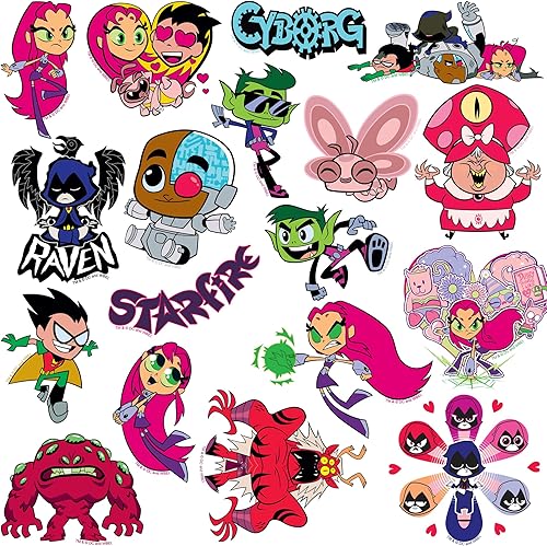 Miniatura 3 de Teen Titans Go! Paquete variado de 50 calcomanías de vinilo grandes de lujo, para laptop, botella de agua, álbumes de recortes, tableta, monopatín,