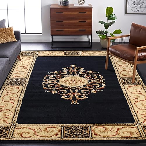 Superior Indoor Area Rug, Plush Carpet Cover, Traditional Oriental Medallion, Perfect for Hallway, Entryay, Living, Dining, Bedroom, Office, Kitchen, Medallion Collection, 6' x 9', Midnight Blue