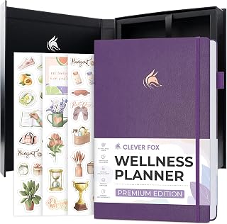 Clever Fox Wellness Planner Premium – Daily Lifestyle Journal to Support Health, Nutrition & Exercise – Healthy Living Journal with Meal, Exercise & Habit Trackers – Lasts 3 Months (Purple)