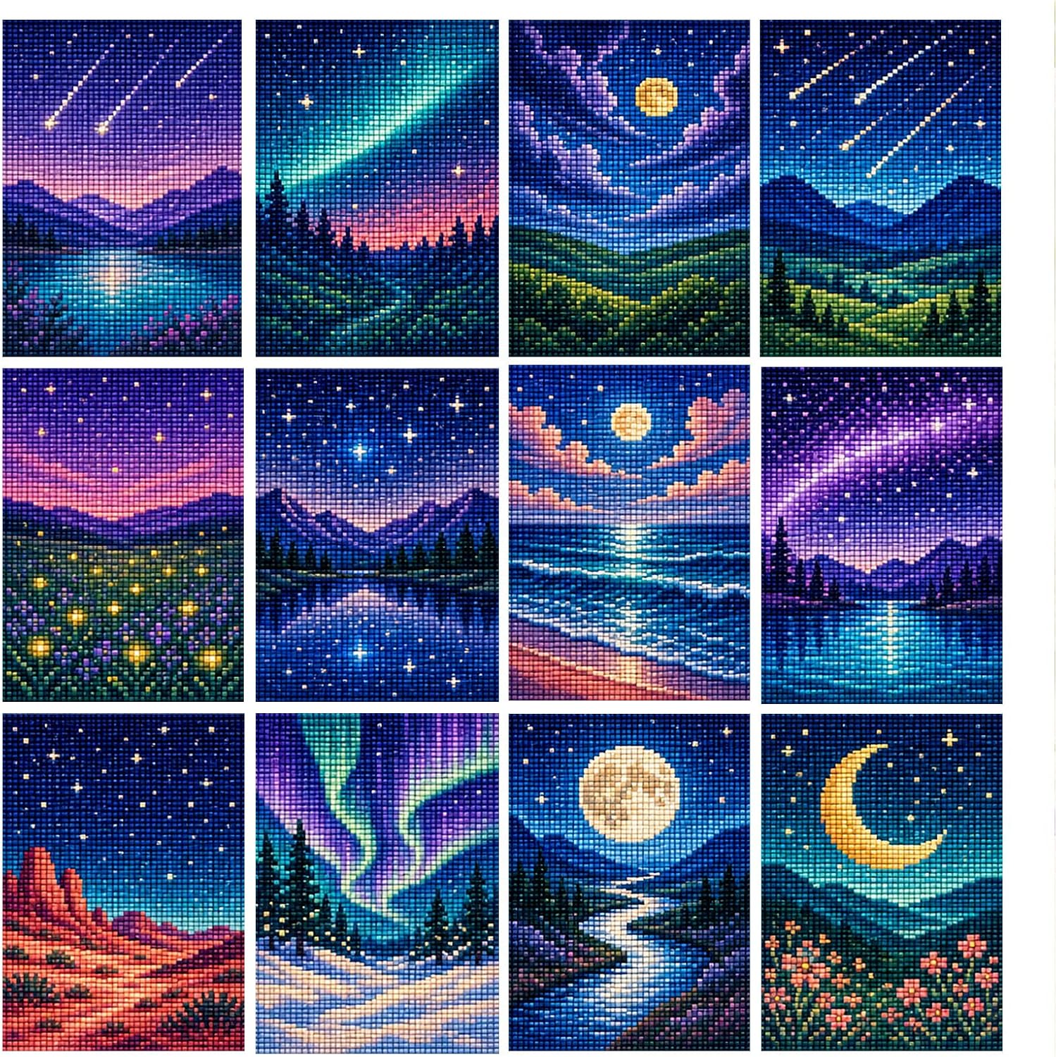 JATOK Square Diamond Art Kit for Adults with Frame, Starry Night 4 x 4 in