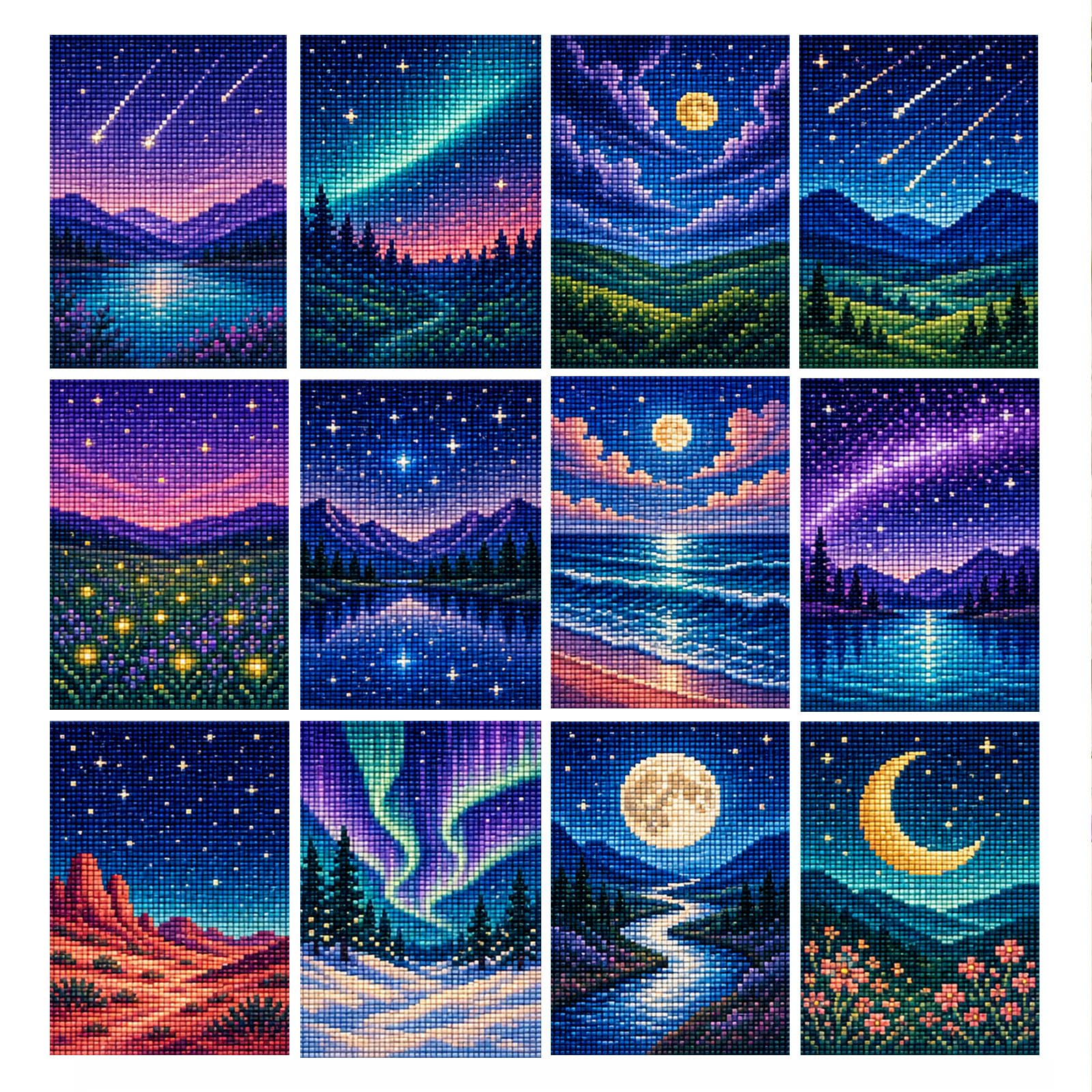 YALKIN 12 Pack Square Diamond Art Kits for Adults Kids Begineers,12 x 17 cm