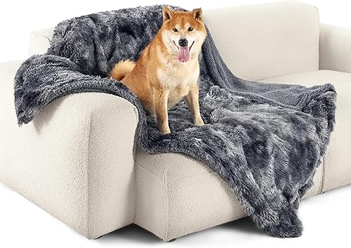 Bedsure Mantas impermeables para perros grandes  Manta calmante de gato para sofá, lavable, manta larga de piel sintética para mascotas, para