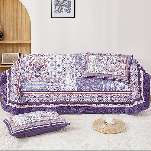 Miniatura 7 de WONGS BEDDING Purle - Juego de edredón tamaño Queen, juego de colcha de retazos bohemios de 3 piezas, juego de ropa de cama ligero bohemio para